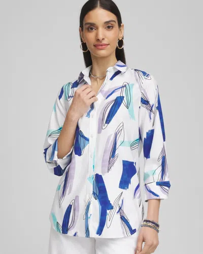 Chico's No Iron Coastal Stretch Shirt In Blue