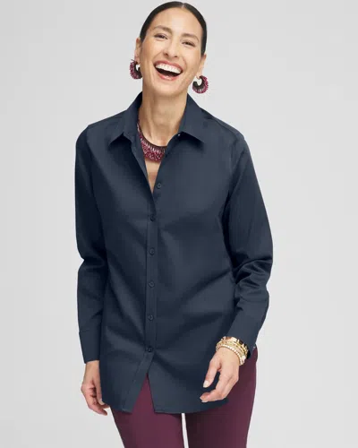 Chico's No Iron Fall Stretch Shirt In Blue