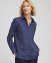 Chico's No Iron Fall Stretch Shirt In Indigo Sky