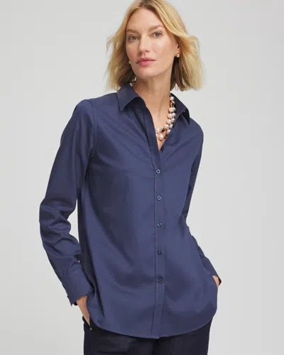 Chico's No Iron Fall Stretch Shirt In Indigo Sky