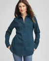 Chico's No Iron Fall Stretch Shirt In Teal Shadow
