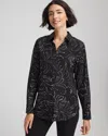 Chico's No Iron Findot Print Sateen Shirt In Black In Black