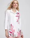 CHICO'S NO IRON™ FLORAL BUTTONBACK TUNIC TOP IN WHITE SIZE XL | CHICO'S