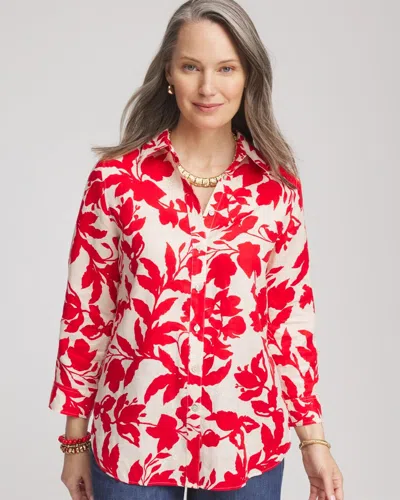 Chico's No Iron Floral Linen Shirt In