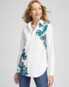 Chico's No Iron™ Floral Scrolls Shirt In Enchanted Forest Size Large |  In Enchanted Forest