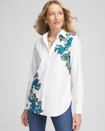 Chico's No Iron™ Floral Scrolls Shirt In Enchanted Forest Size Large |