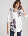 Chico's No Iron™ Floral Stretch Tunic Top In White Size Large |  In Optic White