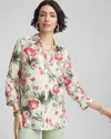 Chico's No Iron™ Garden Floral Linen Shirt In River Rock Size Xxl |  In River Rock