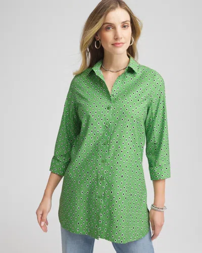 Chico's No Iron Geo-print Tunic In Salted Lime In Green