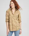 Chico's No Iron™ Gold Jacquard Shirt Size Large |  In Gold