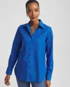 Chico's No Iron Jacquard Animal Motif Shirt In Cobalt Stone In Black