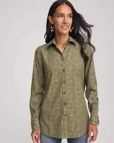 Chico's No Iron Jacquard Shirt In Sage Meadow