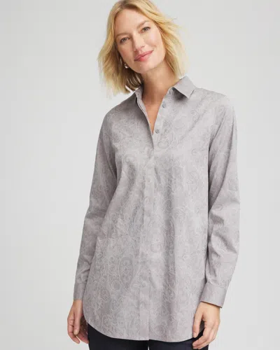 Chico's No Iron Lace Jacquard Stretch Tunic In Gray