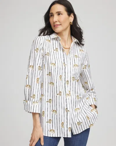 Chico's No Iron Leopard Graphic Shirt In White