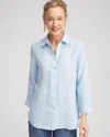 Chico's No Iron™ Linen Shirt In Crystal Springs Size Small |  In Crystal Springs