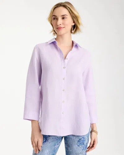 Chico's No Iron Linen Shirt In Orchid Mist In Pink