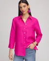 Chico's No Iron Linen Shirt In Pink