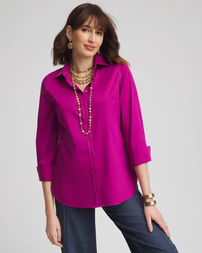 Chico's No Iron™ Linen Shirt In Purple Size Large |  In Purple Clover