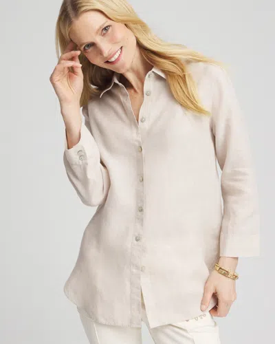 Chico's No Iron™ Linen Shirt In Tan Size Xxl |  In Oatmeal