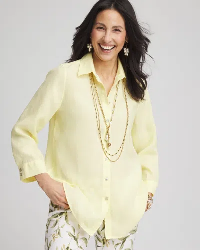 Chico's No Iron™ Linen Shirt In Yellow Size Medium |  In Bright Yellow