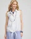 Chico's No Iron™ Linen Tie-front Sleeveless Shirt In Blue Size Xl |  In Indigo