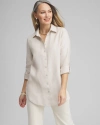 CHICO'S NO IRON LINEN TUNIC TOP IN BEIGE SIZE SMALL | CHICO'S