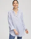 CHICO'S NO IRON™ LINEN TUNIC TOP IN BLUE SIZE LARGE | CHICO'S