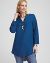 Chico's No Iron™ Linen Tunic Top In Seaport Size Xl |  In Seaport