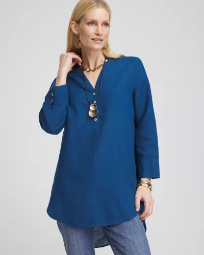 Chico's No Iron™ Linen Tunic Top In Seaport Size Xl |