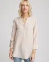 Chico's No Iron™ Linen Tunic Top In Tan Size Small |  In Oatmeal