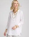 Chico's No Iron™ Linen Tunic Top In White Size Xxl |  In Optic White