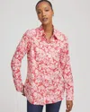 Chico's No Iron Long-sleeved Folklore-floral Shirt In Folkloric Red