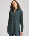 Chico's No Iron Long-sleeved Tunic In Darkest Spruce In Green