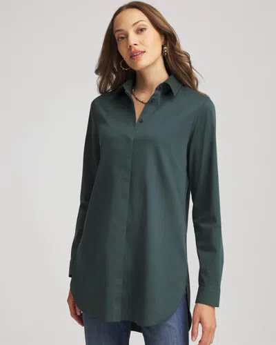 Chico's No Iron Long-sleeved Tunic In Darkest Spruce In Green
