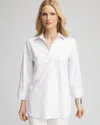 Chico's No Iron Lurex Stripe Shirt In White In White