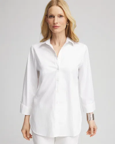 Chico's No Iron Lurex Stripe Shirt In White
