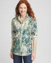 Shop Chico's No Iron™ Mixed Animal Print Shirt In Enchanted Forest Size Small |