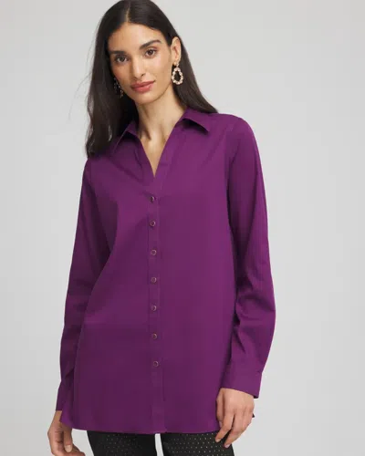 Chico's No Iron Novelty Button Tunic In Purple Royale In Multi
