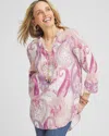 Chico's No Iron™ Paisley Linen Tunic Top In French Blush Size Xxl |  In French Blush