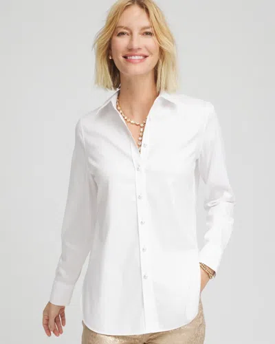 Chico's No Iron Pearl-button Stretch Shirt In White