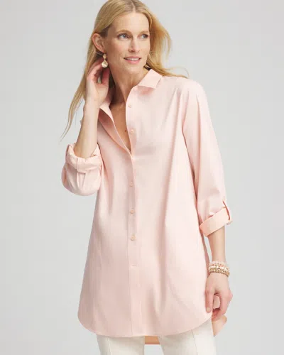Chico's No Iron™ Pocket Tunic Top In Pink Size Xs |  In Faded Pink
