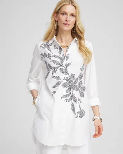 Chico's No Iron™ Pocketed Tunic Top In White Size Xl |  In Optic White