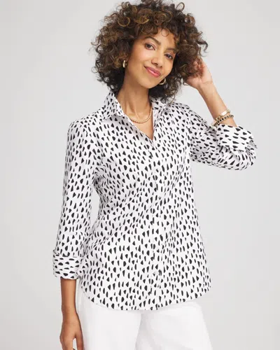 Chico's No Iron Polka Dot Shirt In White