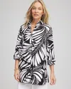 Chico's No Iron Printed Palms Button Down Tunic In Black In Black