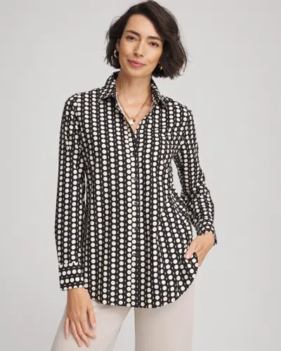 Chico's No Iron Printed Sateen Shirt In Black