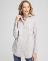 Chico's No Iron™ Python Print Jacquard Tunic Top In Night Owl Size Medium |  In Night Owl