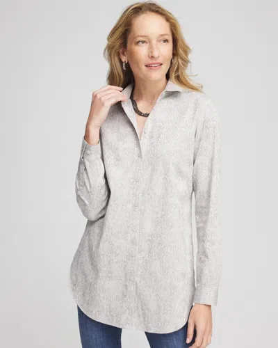 Chico's No Iron™ Python Print Jacquard Tunic Top In Night Owl Size Medium |