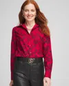 Chico's No Iron™ & Black Floral Shirt Size Xl |  In Red Allure