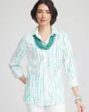 Chico's No Iron™ Sateen Bubble Print Shirt In Seaspray Size Large |  In Seaspray