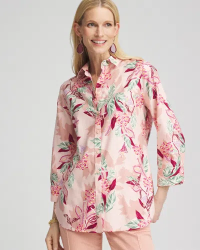 Chico's No Iron™ Sateen Floral Shirt In French Blush Size Large |